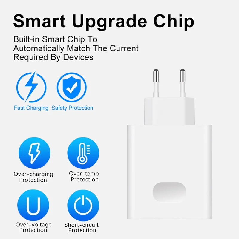 6A 66W Super Fast EU Wall Charger USB Cable