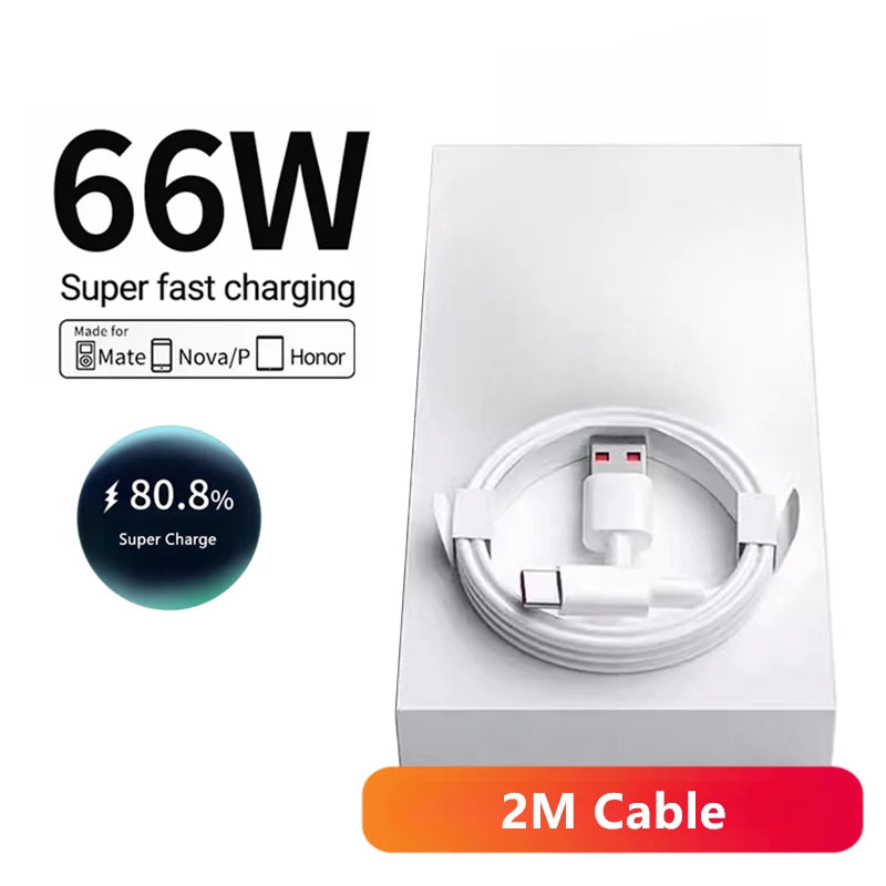 6A 66W Super Fast EU Wall Charger USB Cable